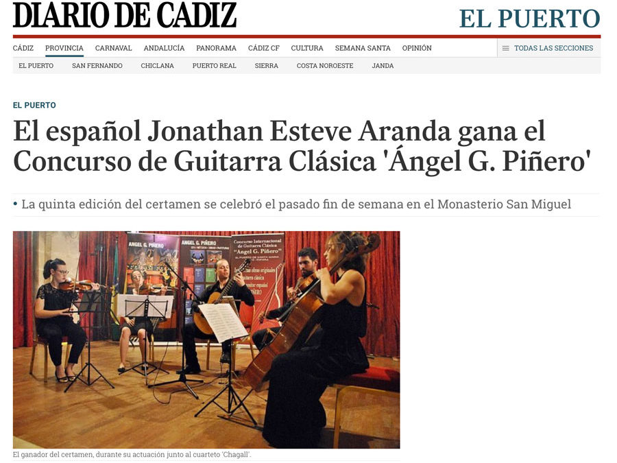 El español Jonathan Esteve Aranda gana el Concurso de Guitarra Clásica ‘Ángel G. Piñero’