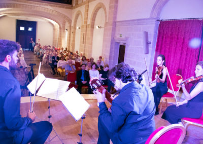 Moments of the performance of Luca Romanelli and the Chagall Quartet
