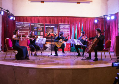 Moments of the performance of Luca Romanelli and the Chagall Quartet