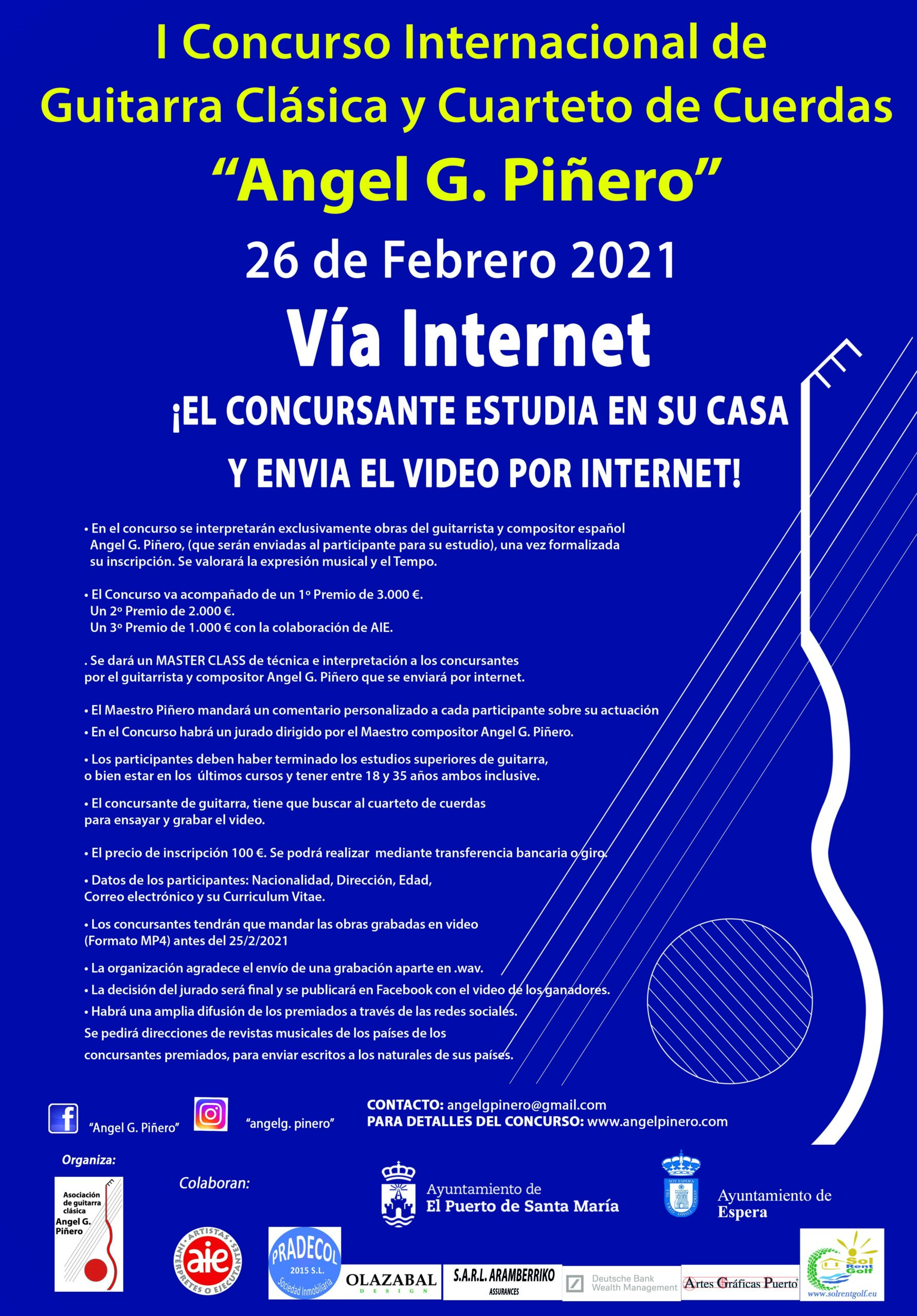 Cartel Concurso Internacional de Guitarra Clásica Angel G. Piñero 2021