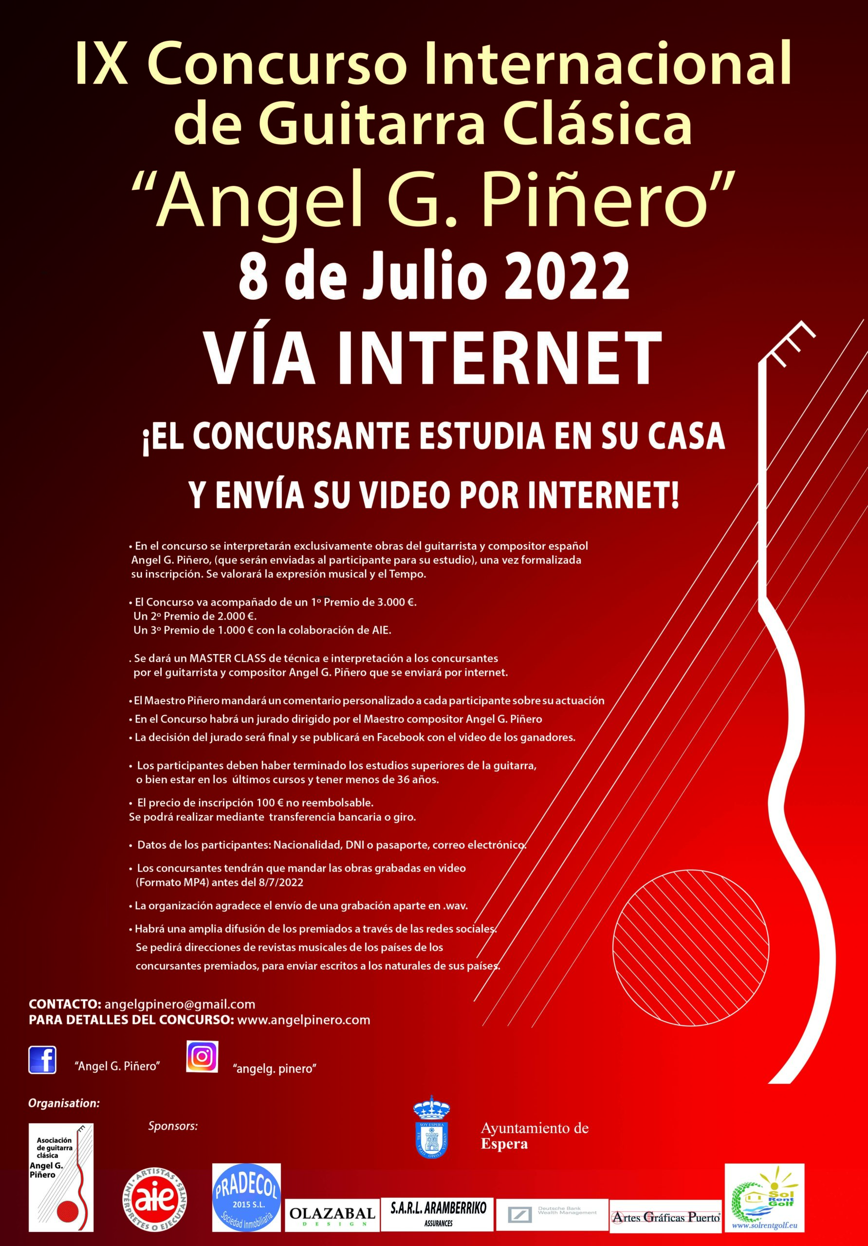 Cartel Concurso Internacional de Guitarra Clásica Angel G. Piñero 2021